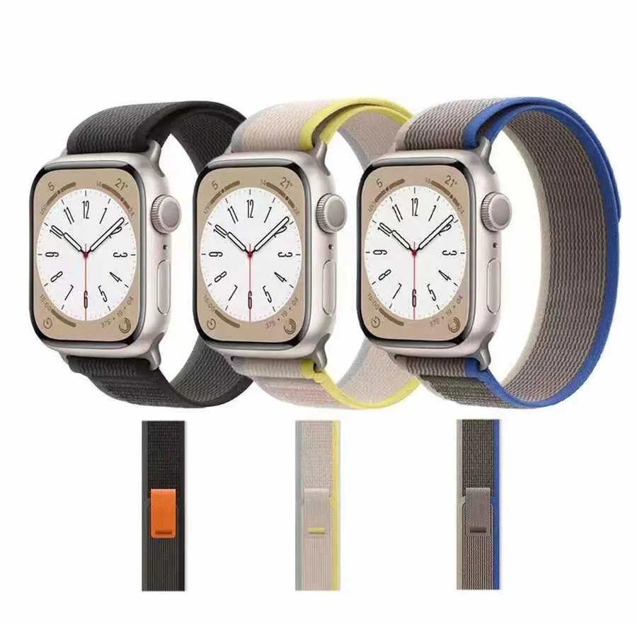 Apple Watch 45 mm Uyumlu Hasır Örgü Saat Kordonu - Zore KRD-77