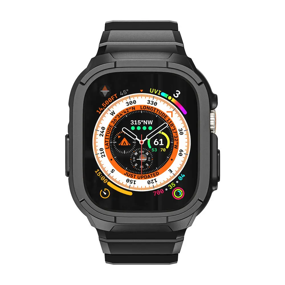 Apple Watch Ultra 49 mm Sert PC Kasa Koruyuculu Silikon Kordon - Wiwu Armor