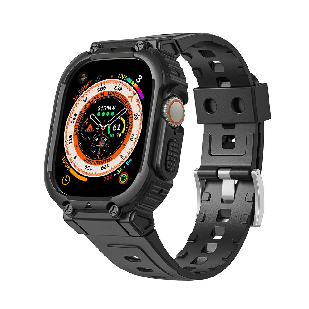 Apple Watch Ultra 49 mm Sert PC Kasa Koruyuculu Silikon Kordon - Wiwu Armor