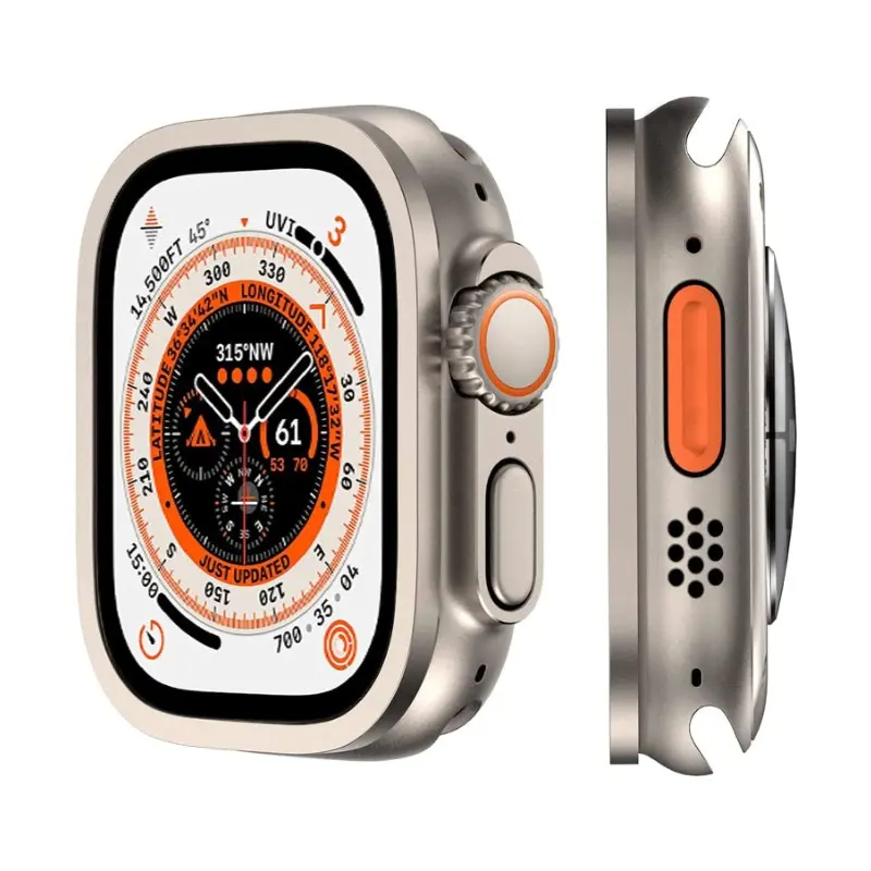 Apple Watch Ultra 49 mm Metal Çerçeveli Ekran Koruyucu - Zore ALM-01