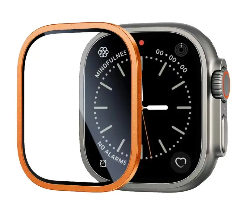 Apple Watch Ultra 49 mm Metal Çerçeveli Ekran Koruyucu - Zore ALM-01
