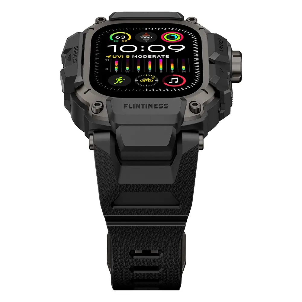 Apple Watch Ultra 49 mm Kasa Koruyuculu Silikon Kordon - Mohseven Punk Fortress