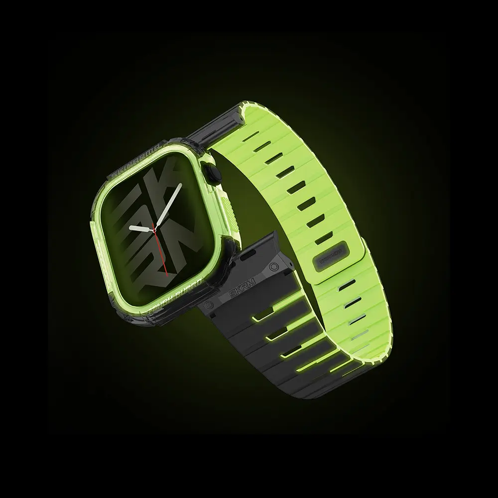 Apple Watch Ultra 49 mm TPU Kasa Koruyucu ve Silikon Kordon - Skinarma Nightglow Atom Gemini