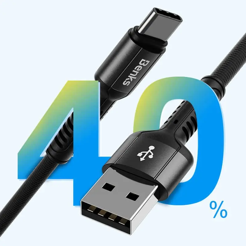 Benks D38 Type-C USB Şarj ve Data Kablosu, 1.2 m Örgülü
