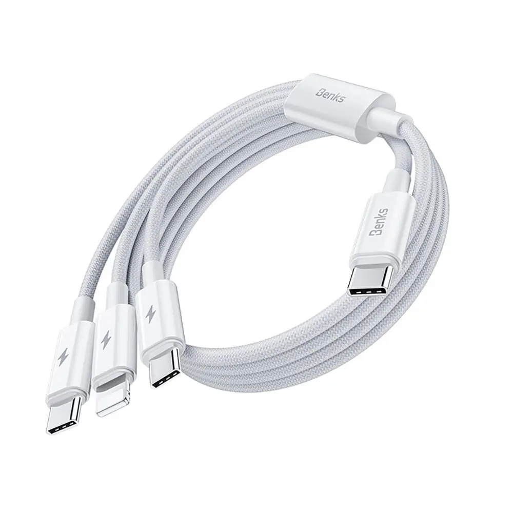 Benks D46 Type-C to Type-C & Lightning PD3.0 Örgülü Şarj ve Data Kablosu, 100W 1.2 m