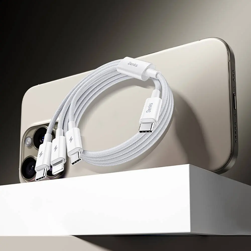 Benks D46 Type-C to Type-C & Lightning PD3.0 Örgülü Şarj ve Data Kablosu, 100W 1.2 m