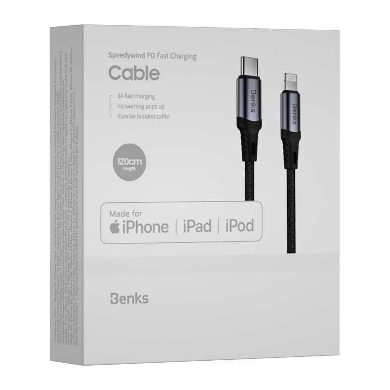 Benks M16 Speedywind PD Lightning Şarj ve Data Kablosu, 1.2 m