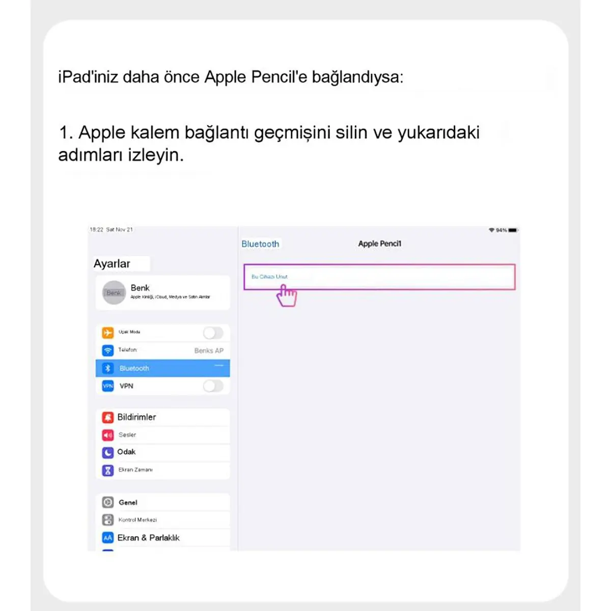 Benks Manyetik Kablosuz Şarjlı Palm Rejection Dokunmatik Kalem