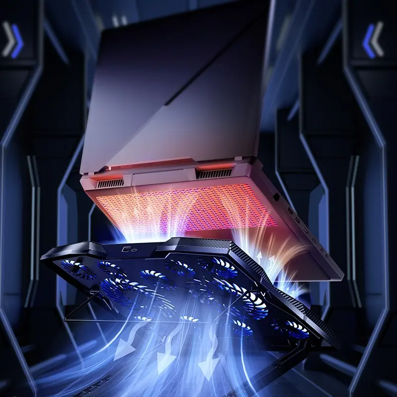 Benks SR08 11 Fanlı RGB Işıklı Soğutucu Laptop Standı