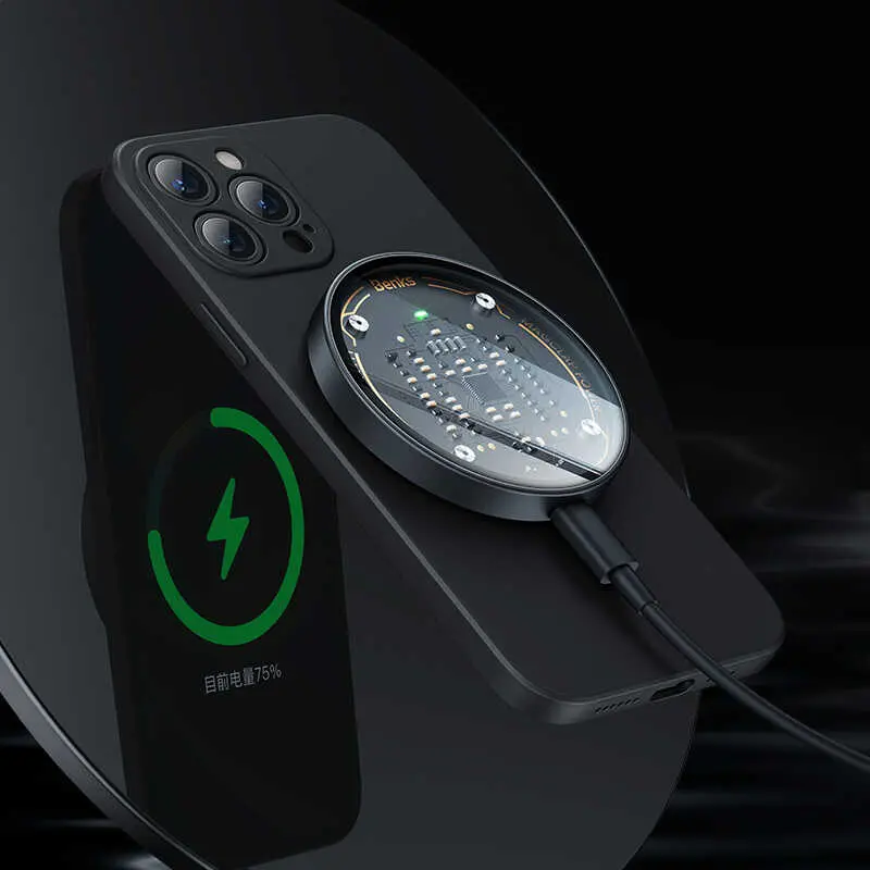 Benks W09 MagSafe Uyumlu Kablosuz Şarj Aleti, 15W Şeffaf Tasarım