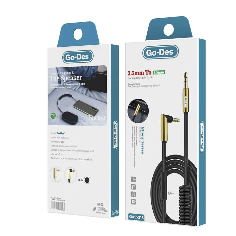 Go Des GAC-216 3.5 mm Aux Ses Kablosu, Mikrofonlu ve 1.8 m