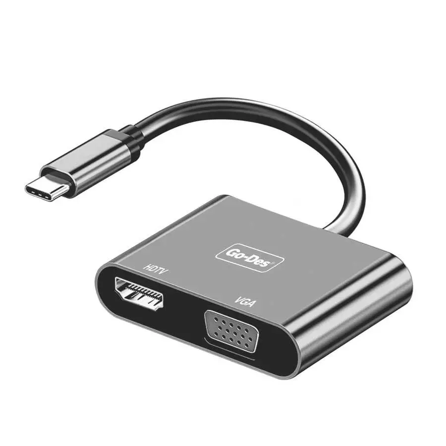 Go Des GD-8280 Type-C to HDMI + VGA Dönüştürücü, 4K Destekli