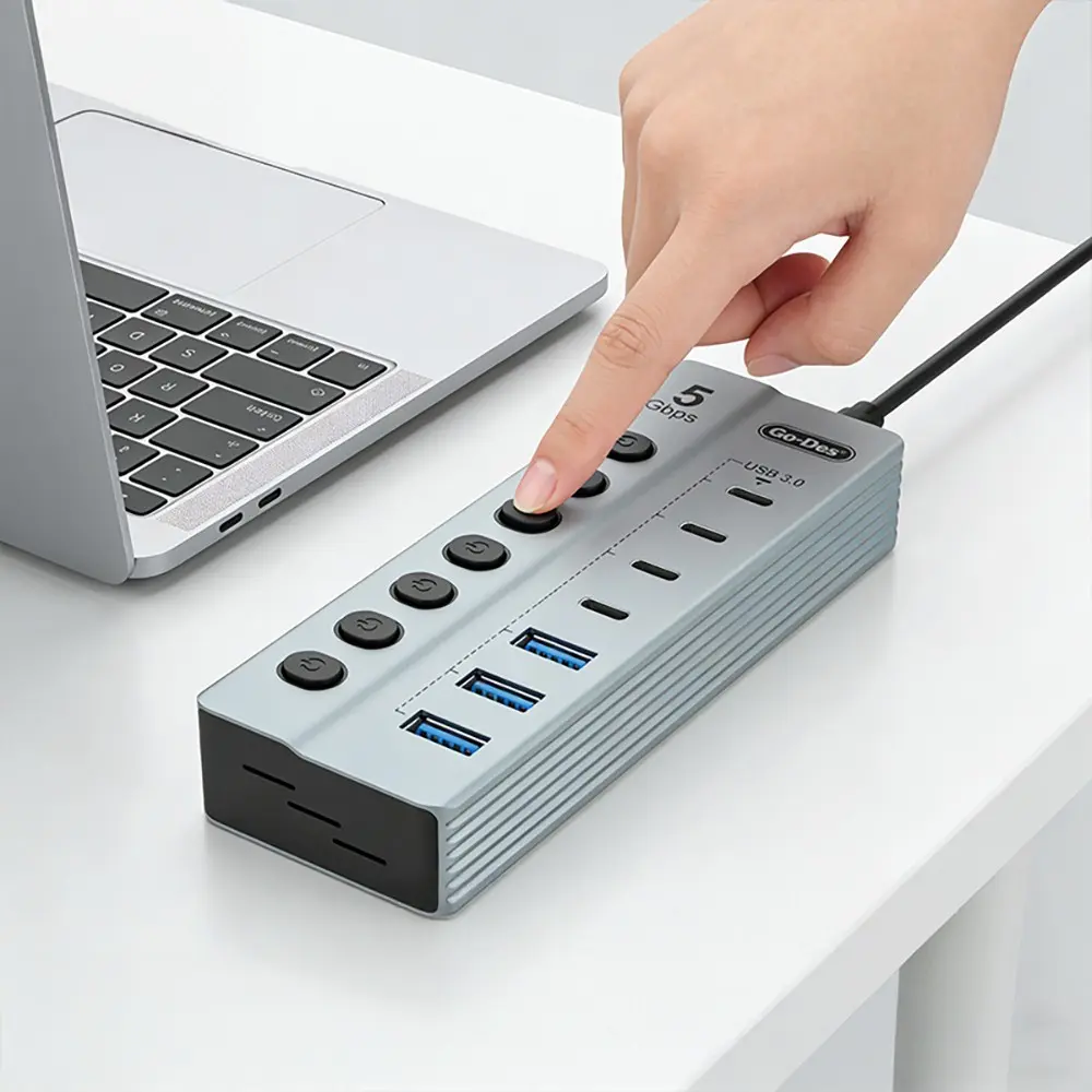 Go Des GD-9212 7 Portlu USB 3.0 Hub, Type-C ve USB Çoklayıcı