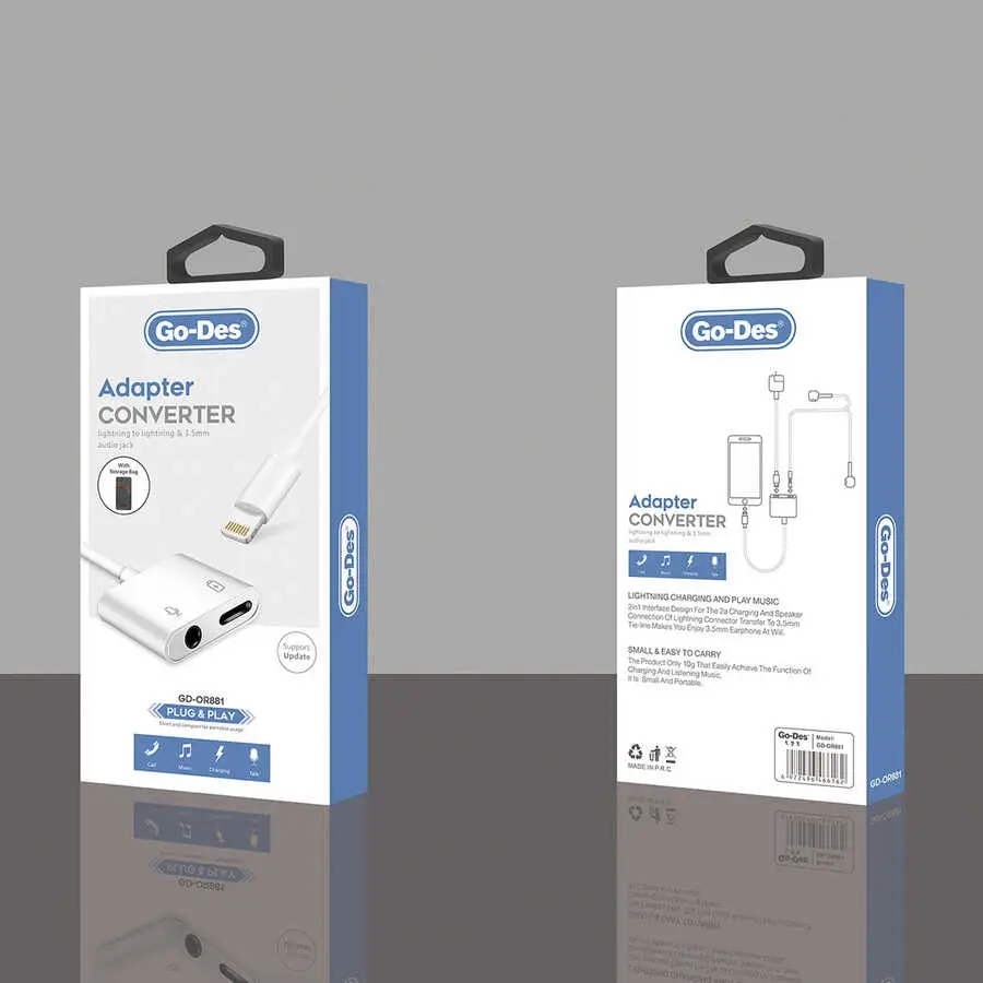 Go Des GD-OR881 Lightning Şarj ve Ses Adaptörü