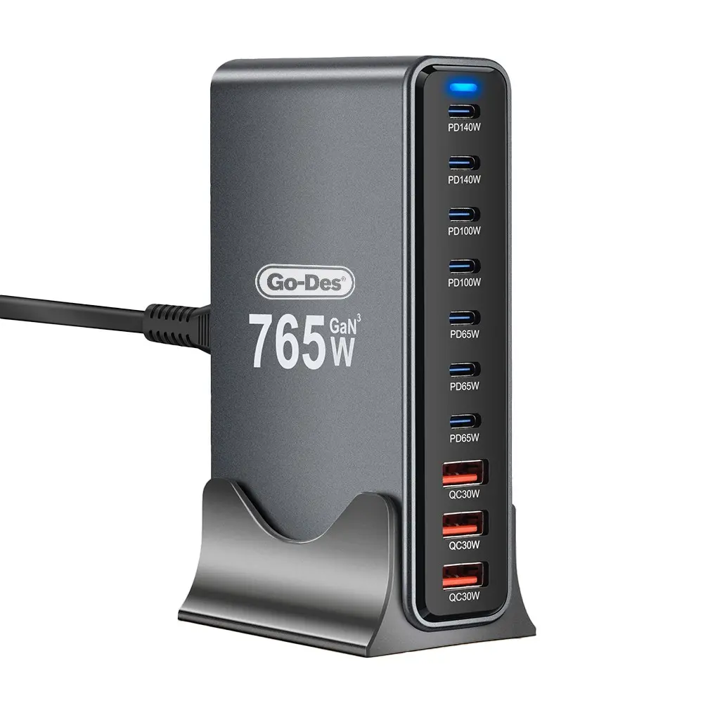 Go Des GD-B963 GaN 10 Portlu Masaüstü Şarj İstasyonu, 765W