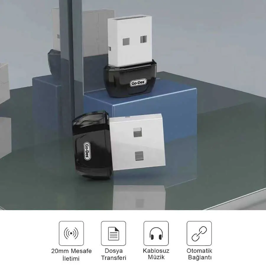 Go Des GD-BT113 USB Bluetooth 5.0 Adaptör, 20 m Menzil