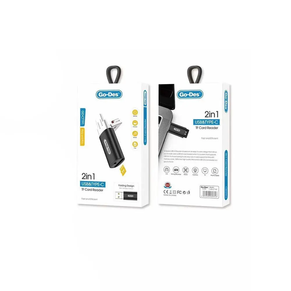 Go Des GD-CT191 TF to USB-A/Type-C 2'si 1 Arada OTG Kart Okuyucu