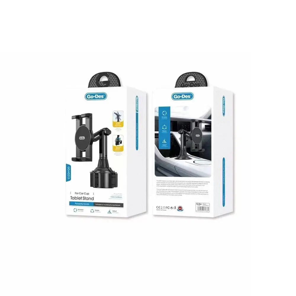 Go Des GD-HD313 Araç İçi Telefon Tutucu, Bardaklık Tipi ve 360° Döner Başlık