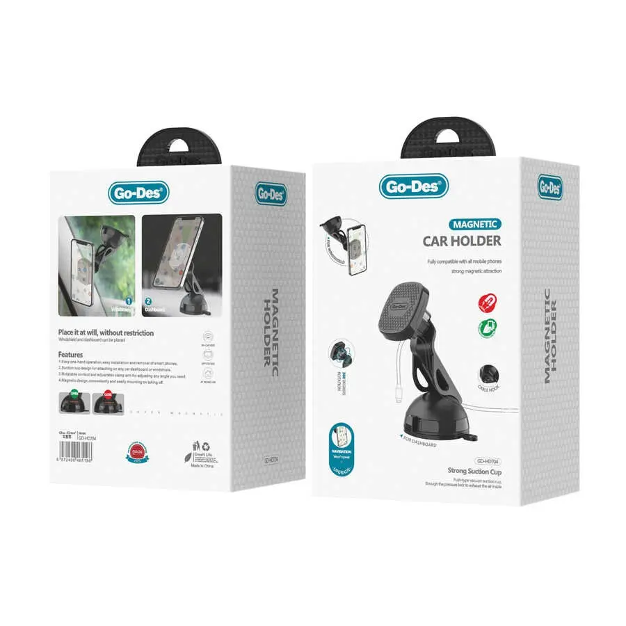 Go Des GD-HD704 Manyetik Araç Telefon Tutucu, Vantuzlu ve 360 Derece Dönebilen