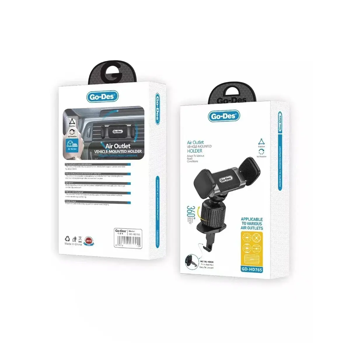 Go Des GD-HD765 360 Derece Dönebilen Havalandırma Tipi Araç Telefon Tutucu