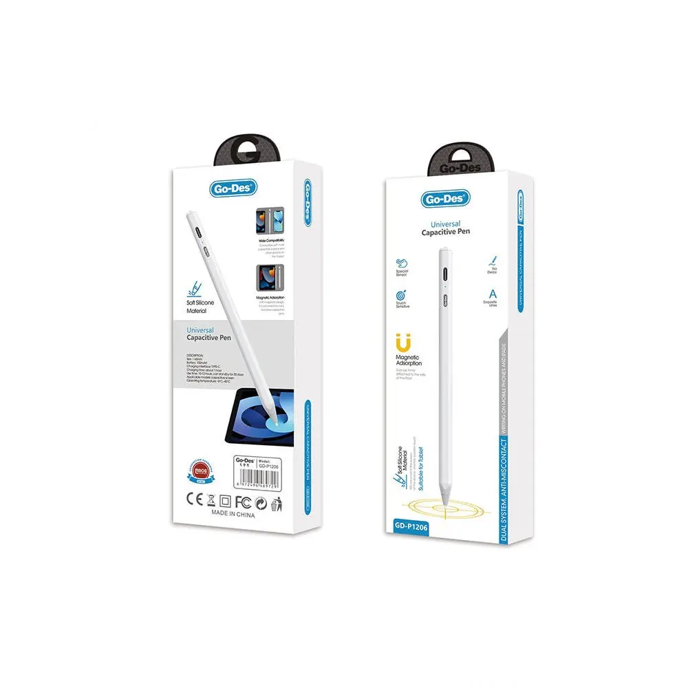Go Des GD-P1206 Manyetik Universal Dokunmatik Kalem, Type-C Şarjlı