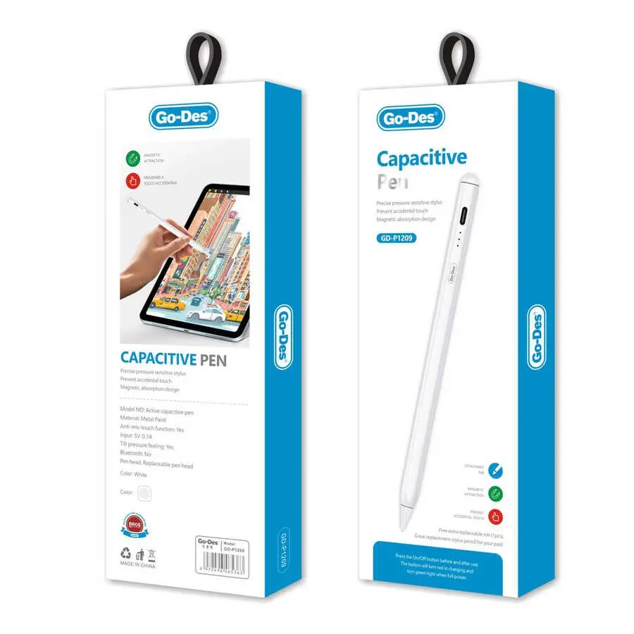 Go Des GD-P1209 Aktif Kapasitif Dokunmatik Kalem, Type-C Şarjlı