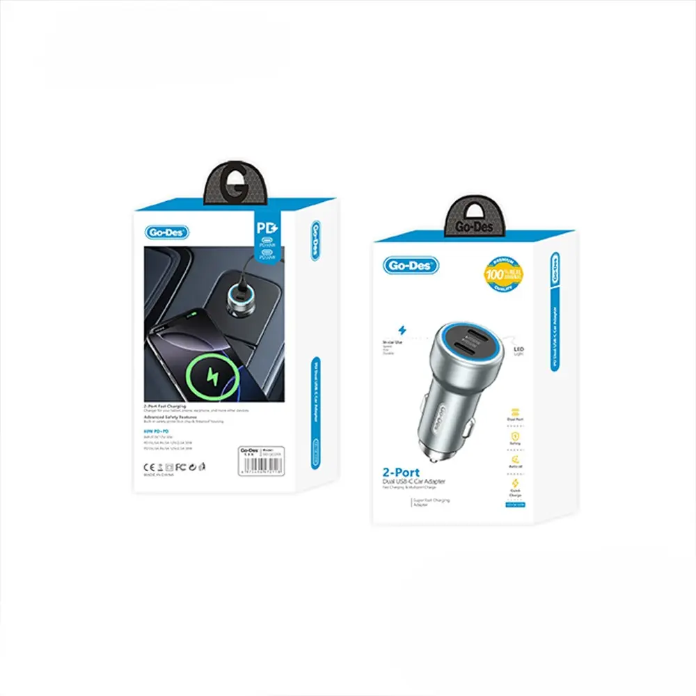 Go Des GD-QC2208 30W LED Aydınlatmalı Araç Şarj Cihazı
