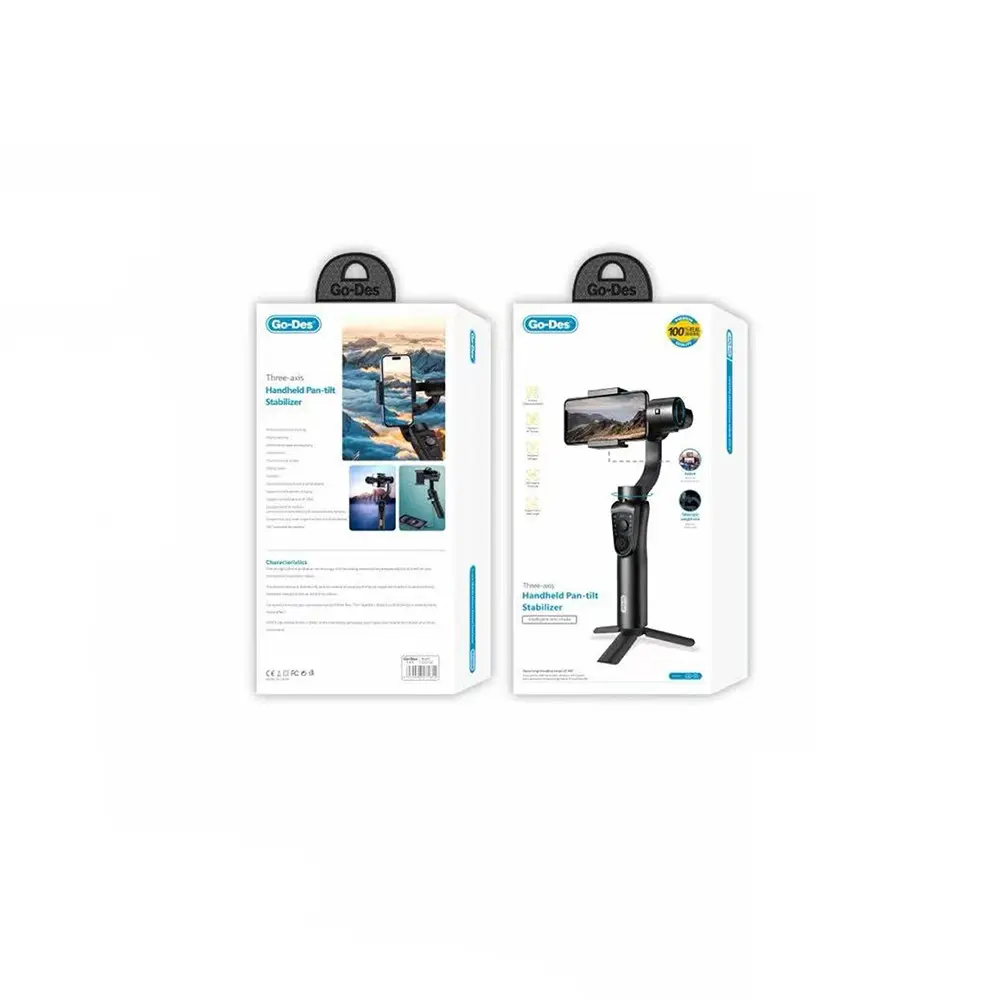 Go Des GD-S5 3 Eksenli El Tipi Gimbal, Yüz Takibi ve LED Işıklı