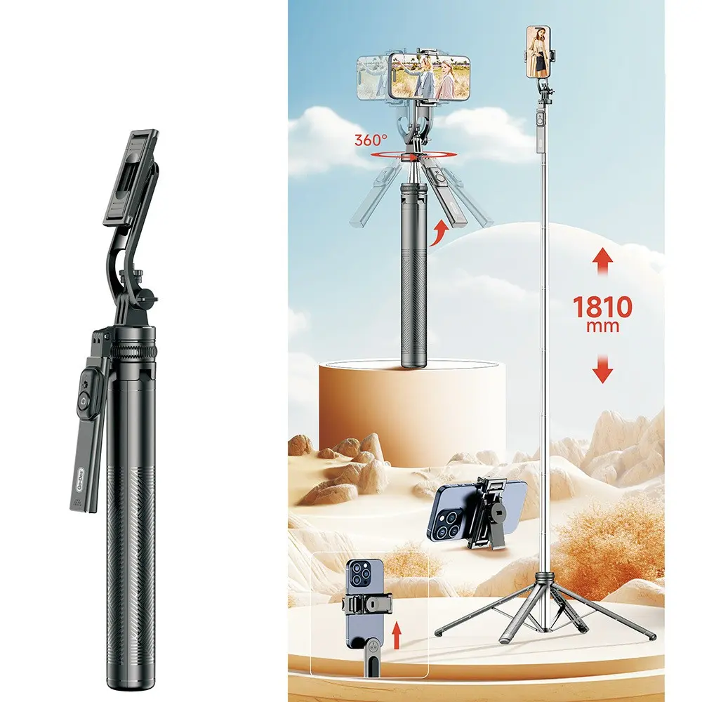 Go Des GD-ST89 Kumandalı Selfie Çubuğu ve Tripod, 360 Derece Dönebilen, 181 cm