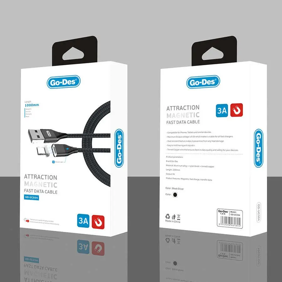 Go Des GD-UC504 Manyetik Type-C USB Şarj ve Data Kablosu, 1 m