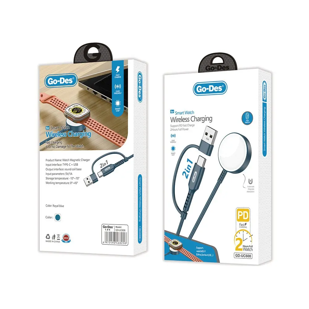 Go Des GD-UC608 Apple Watch Uyumlu 2'si 1 Arada PD ve USB Şarj Kablosu
