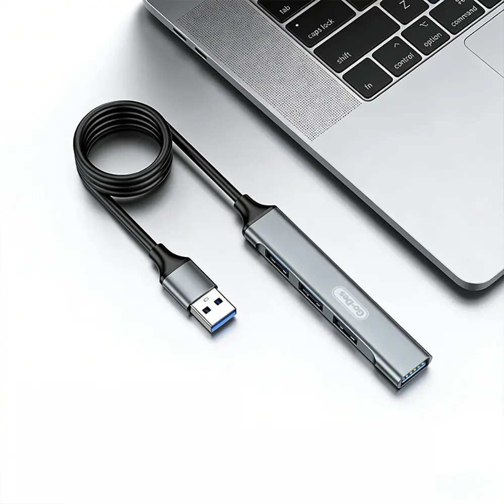 Go Des GD-UC701S 4 Portlu USB Hub, USB-A Girişli Alüminyum Gövde