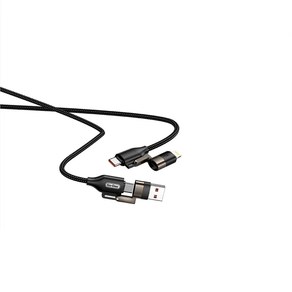 Go Des GD-UC831 4'ü 1 Arada PD Şarj ve Data Kablosu, 65W 1.2 m