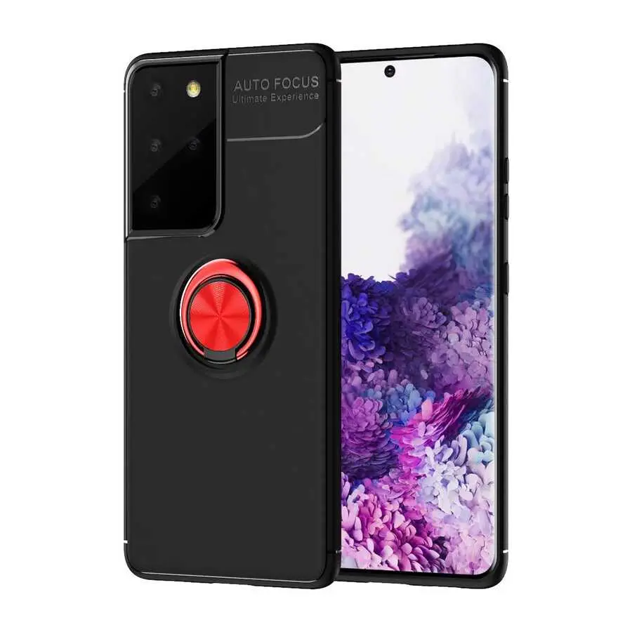 Galaxy S21 Ultra Yüzüklü Silikon Kılıf - Zore Ravel