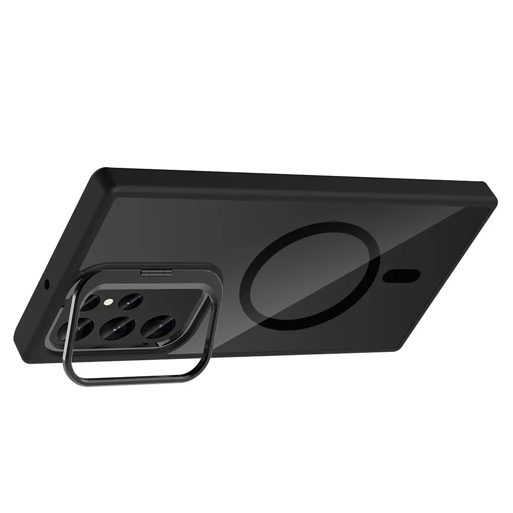 Galaxy S22 Ultra MagSafe Uyumlu Standlı Şeffaf Kılıf - Zore Etro