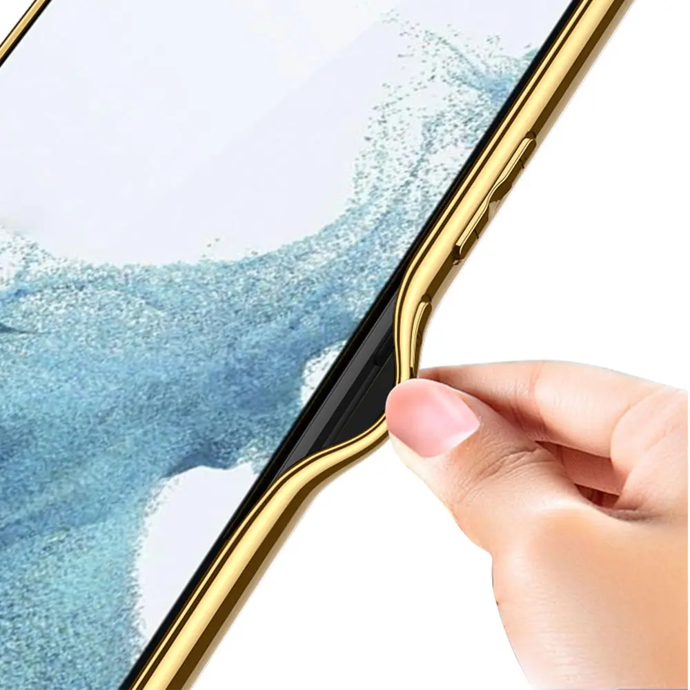 Galaxy S23 Plus Deri Görünümlü Elektroplating Kenarlı Kılıf - Zore Fizyon