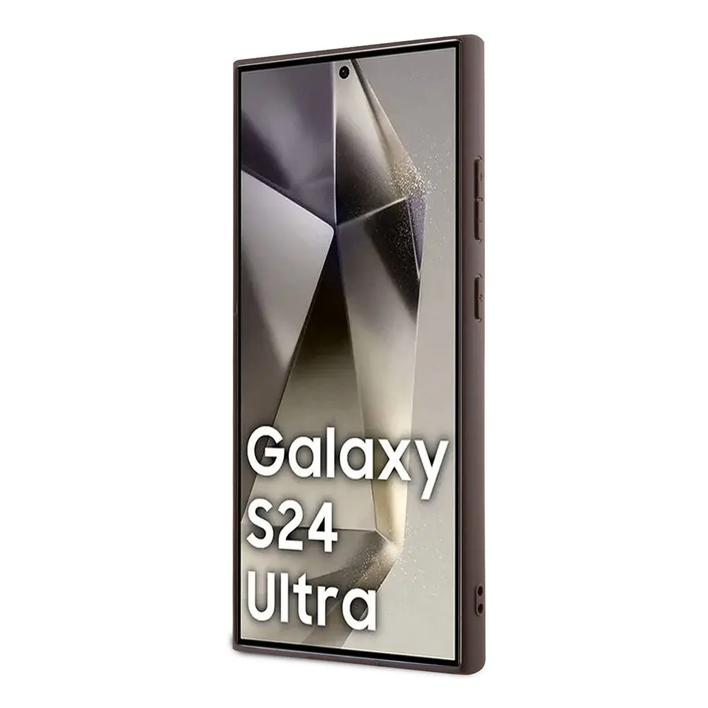 Galaxy S24 Ultra Kılıf Guess Lisanslı PU Üçgen Logo 4G Desenli Kapak