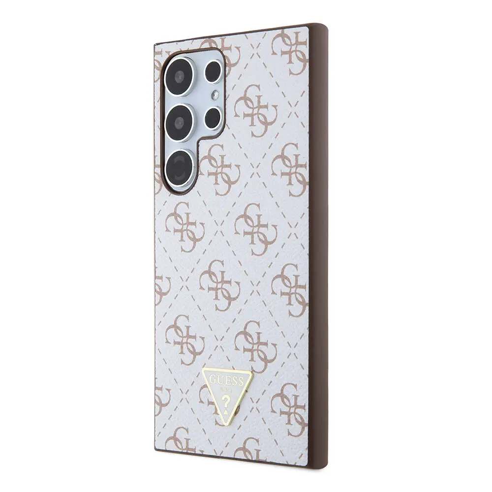 Galaxy S24 Ultra Kılıf Guess Lisanslı PU Üçgen Logo 4G Desenli Kapak