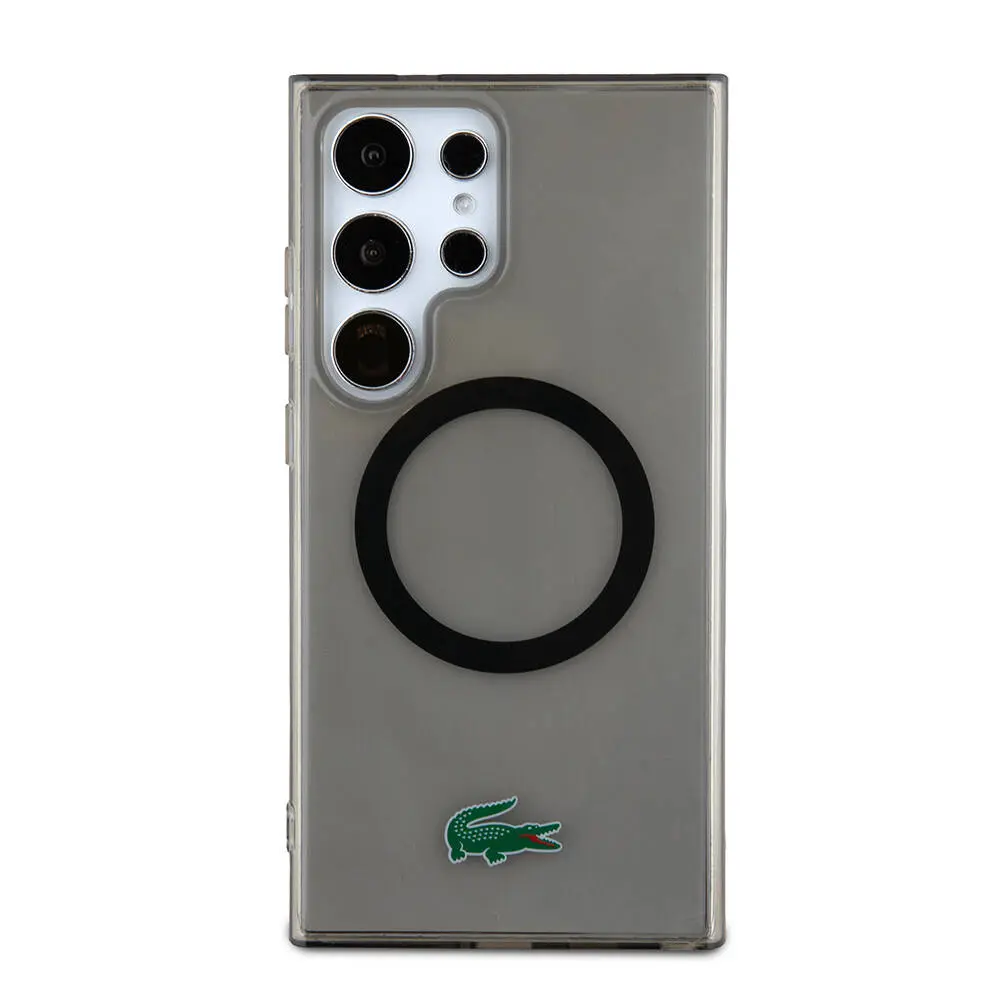 Galaxy S24 Ultra MagSafe Uyumlu Şeffaf Kılıf - Lacoste Timsah Logo