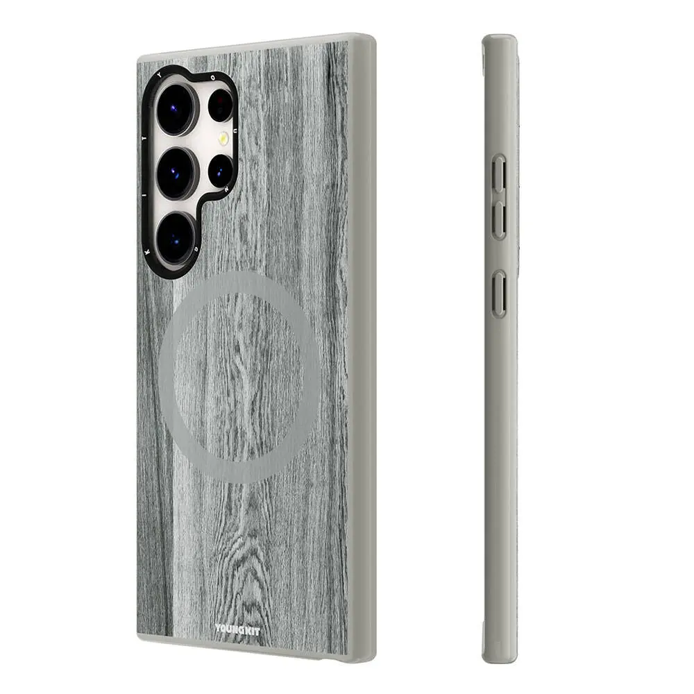 Galaxy S24 Ultra MagSafe Uyumlu Sararmaya Dayanıklı Kılıf - Youngkit Wood Forest