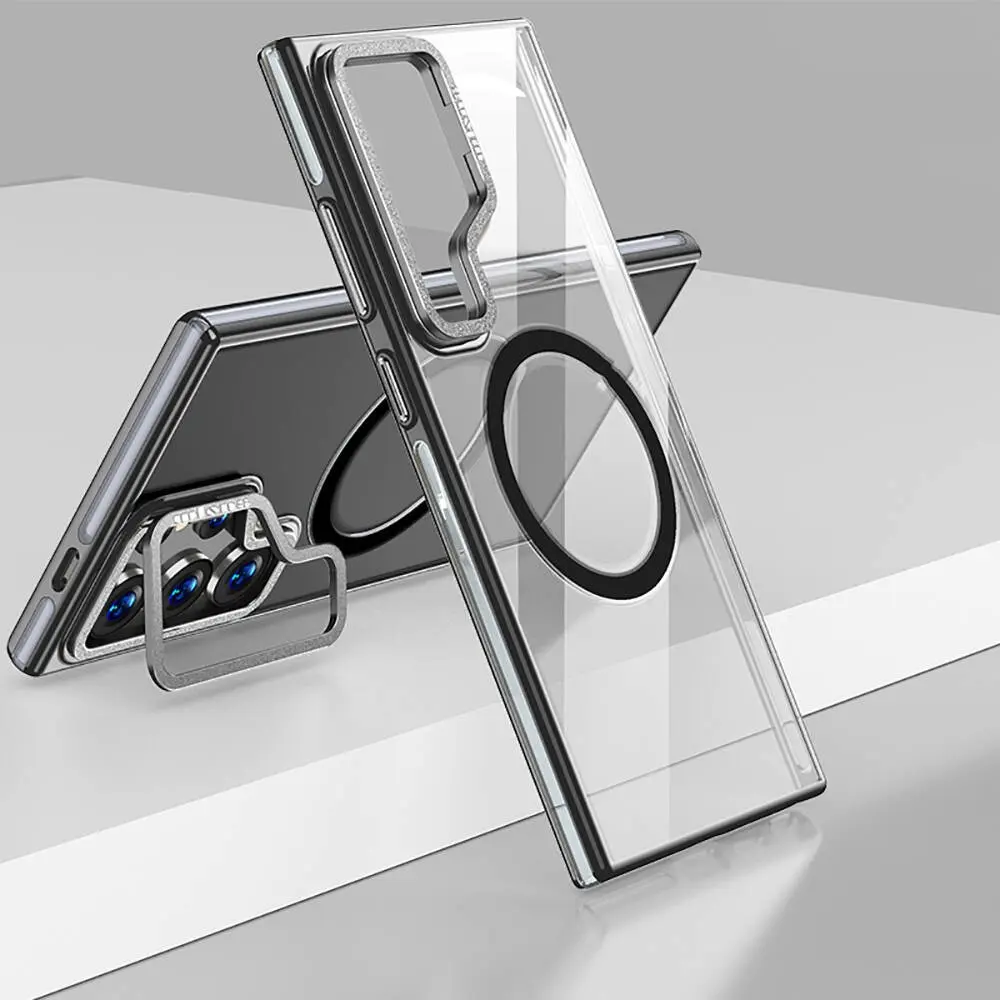 Galaxy S24 Ultra MagSafe Uyumlu Standlı Şeffaf Kılıf - Wlons Efsane