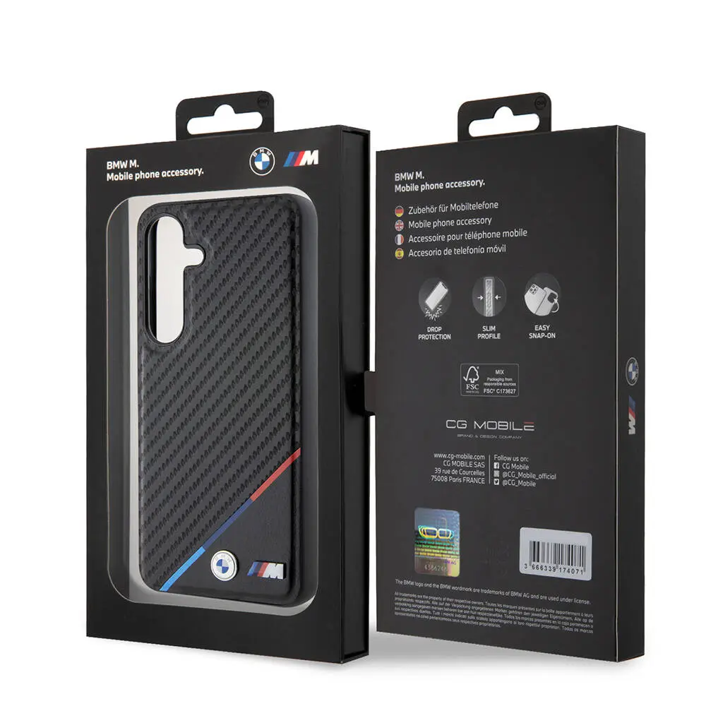 Galaxy S24 MagSafe Uyumlu Lisanslı Kılıf - BMW M Logolu PU Karbon