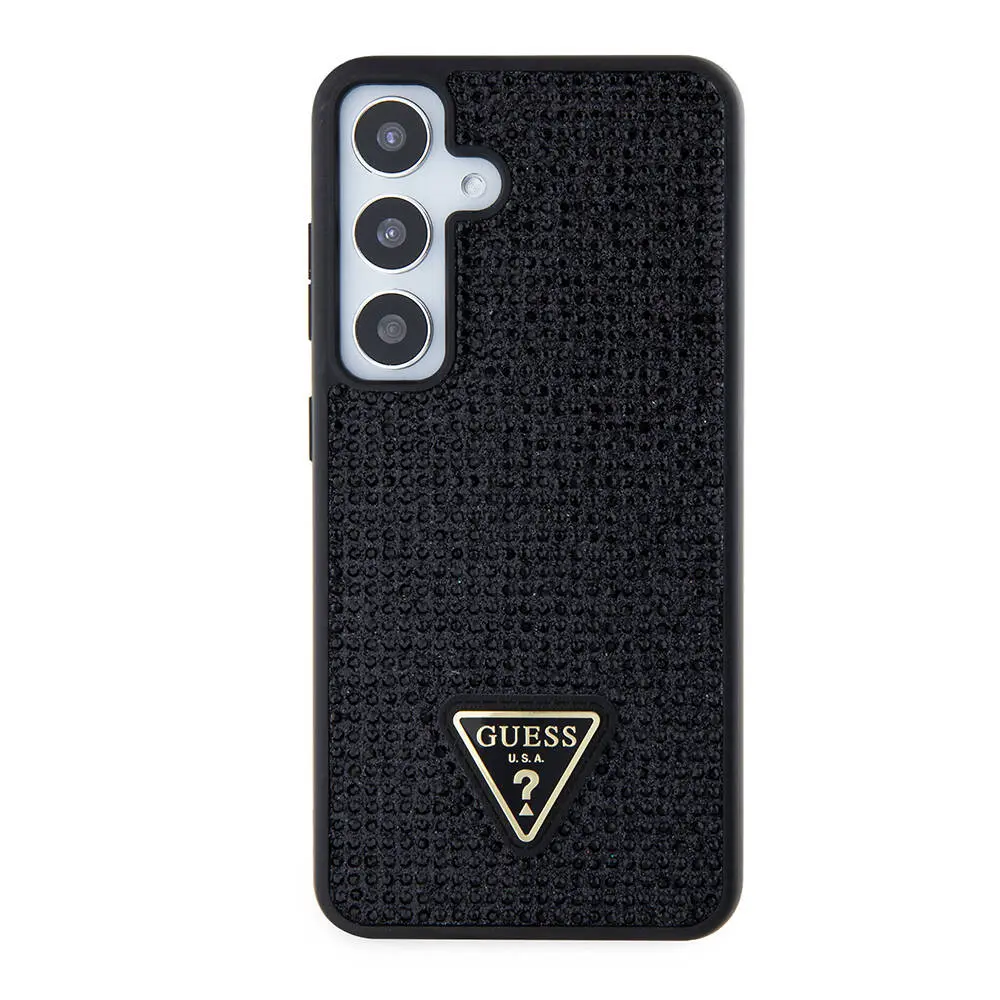 Galaxy S24 Taşlı Arka Yüzey Üçgen Logolu Kılıf - Guess Lisanslı