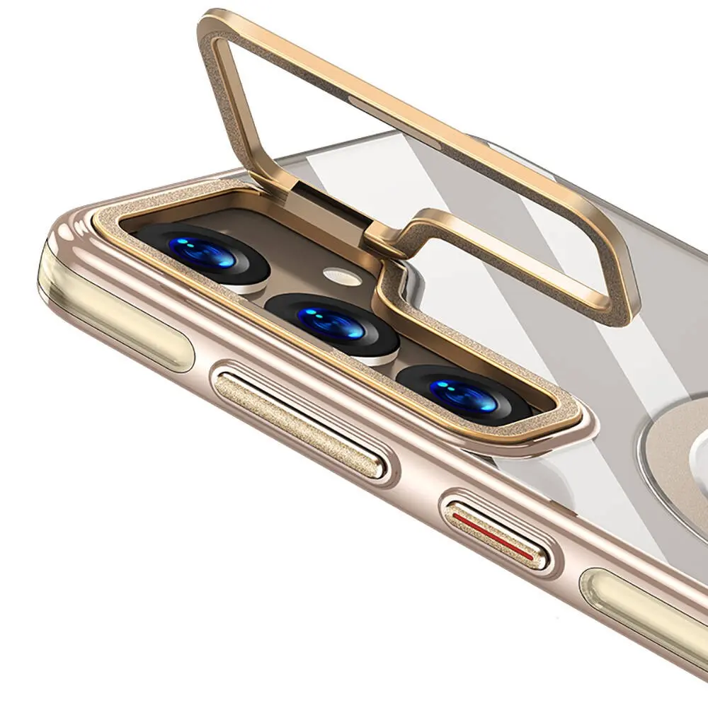 Galaxy S24 MagSafe Uyumlu Standlı Şeffaf Kılıf - Wlons