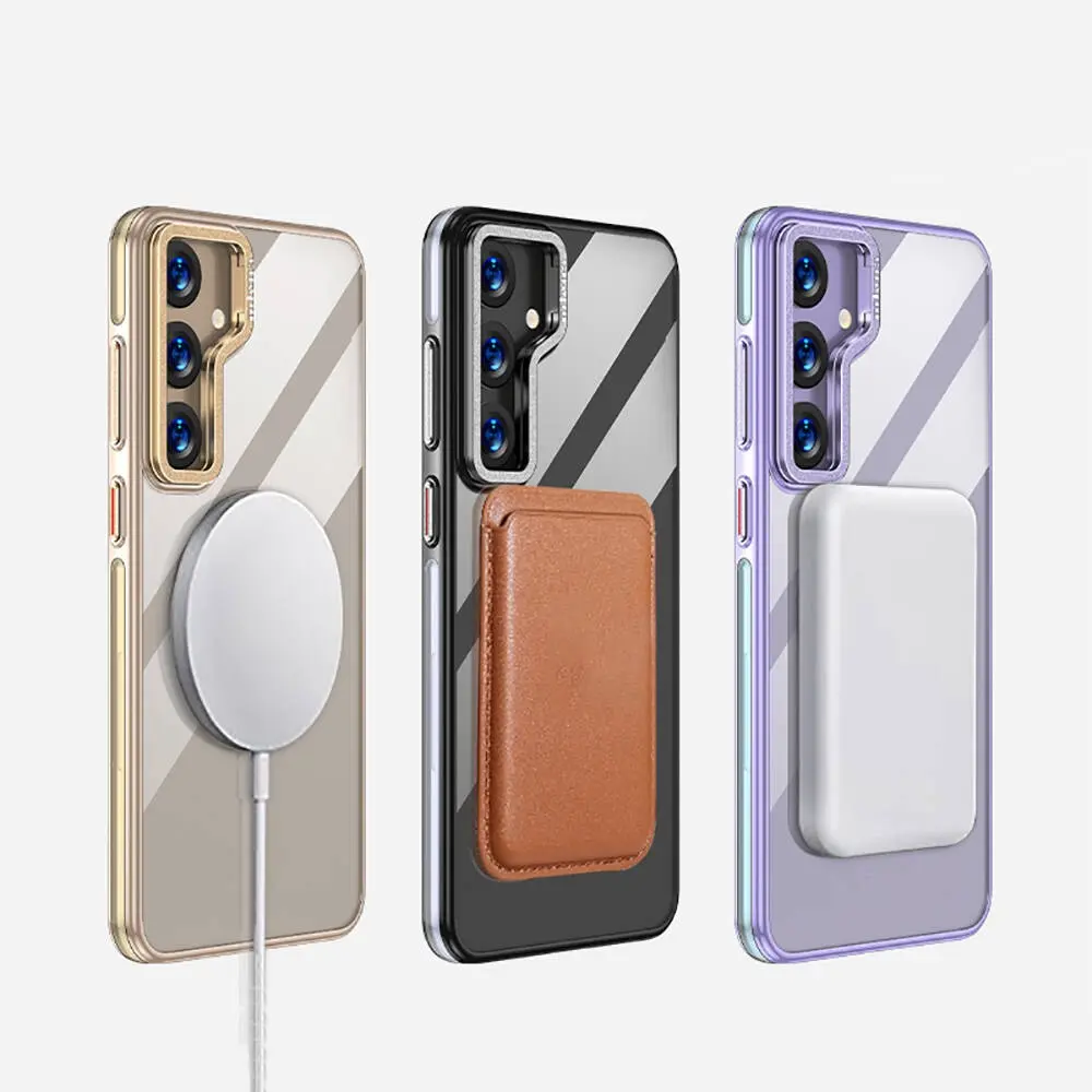 Galaxy S24 MagSafe Uyumlu Standlı Şeffaf Kılıf - Wlons