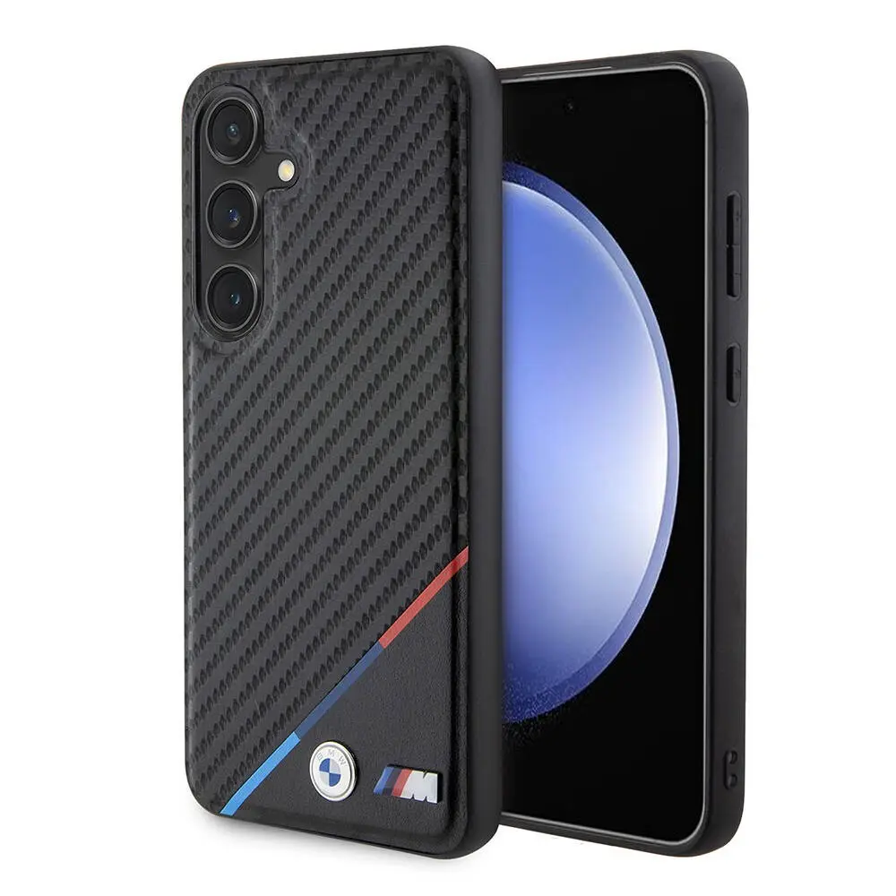 Galaxy S24 Plus MagSafe Uyumlu Lisanslı Kılıf - BMW M Logolu PU Karbon