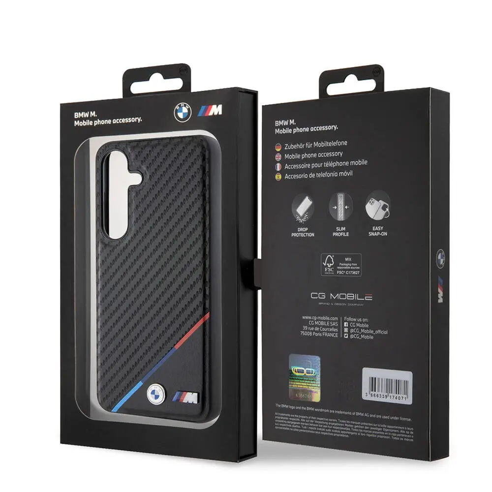 Galaxy S24 Plus MagSafe Uyumlu Lisanslı Kılıf - BMW M Logolu PU Karbon