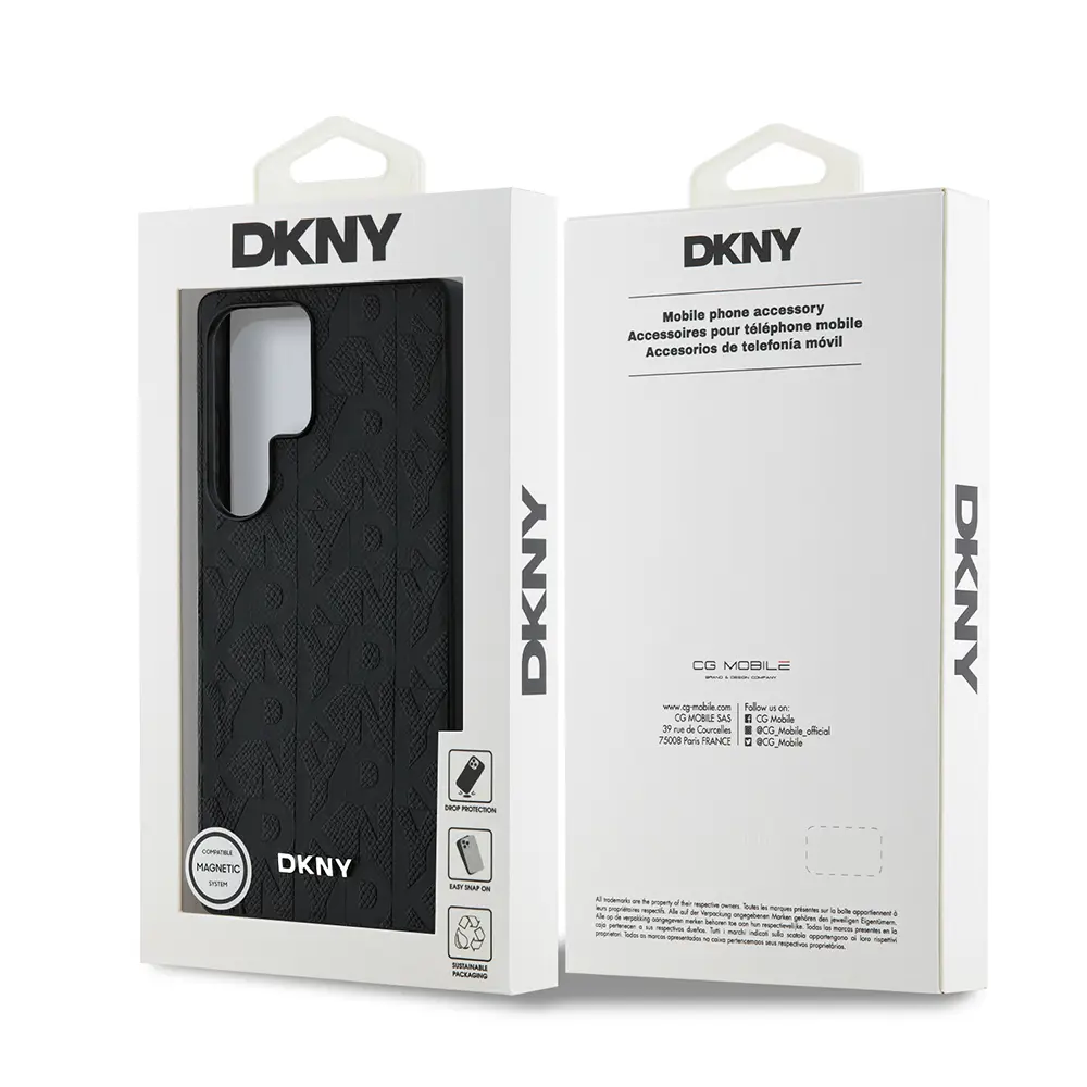 Galaxy S25 Ultra Manyetik PU Deri Kılıf - DKNY Grid Pattern
