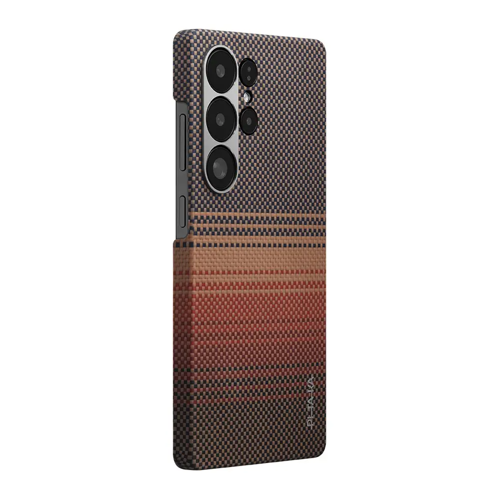 Galaxy S25 Ultra MagSafe Uyumlu Aramid Fiber Kılıf - Pitaka Tactile Woven Sunset-Moonrise