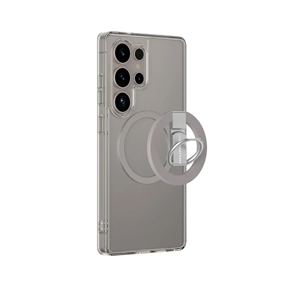 Galaxy S25 Ultra MagSafe Uyumlu Yüzük Standlı Şeffaf Kılıf - Amazingthing Minimal Grip